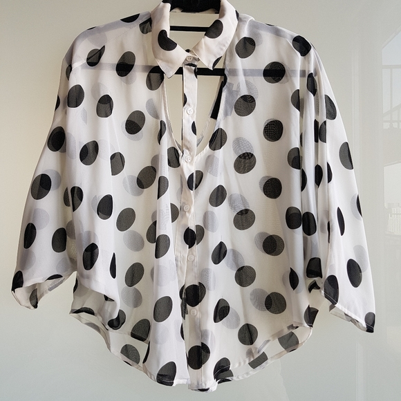NASTY GAL polka dot cutout shirt - Picture 2 of 4